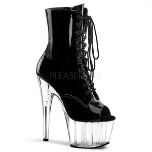 Zwart Transparant 18 cm ADORE-1021 dames enkellaarsjes met plateauzool