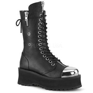 Zwart Vegan 7 cm GRAVEDIGGER-14 demoniacult laarzen - unisex plateaulaarzen