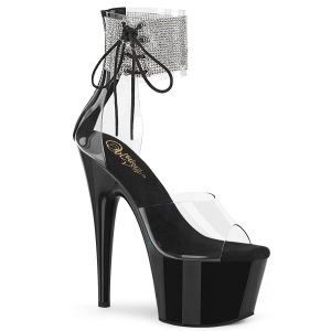 Zwart strass 18 cm ADORE-724RS-2 pleaser hoge hakken met enkel manchet