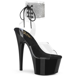 Zwart strass 18 cm ADORE-791-2RS pleaser hoge hakken met enkel manchet