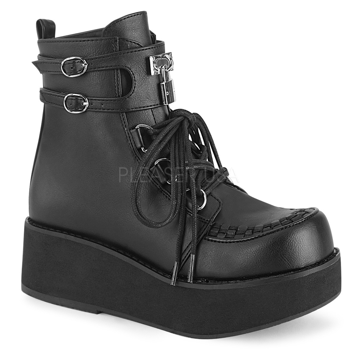 black leatherette ankle boot