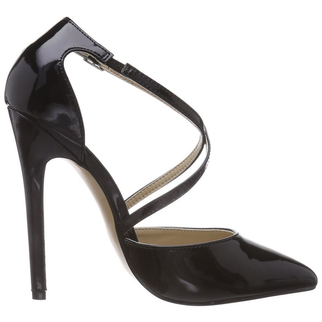 Black Shiny 13 cm SEXY-26 Low Heeled Classic Pumps Shoes