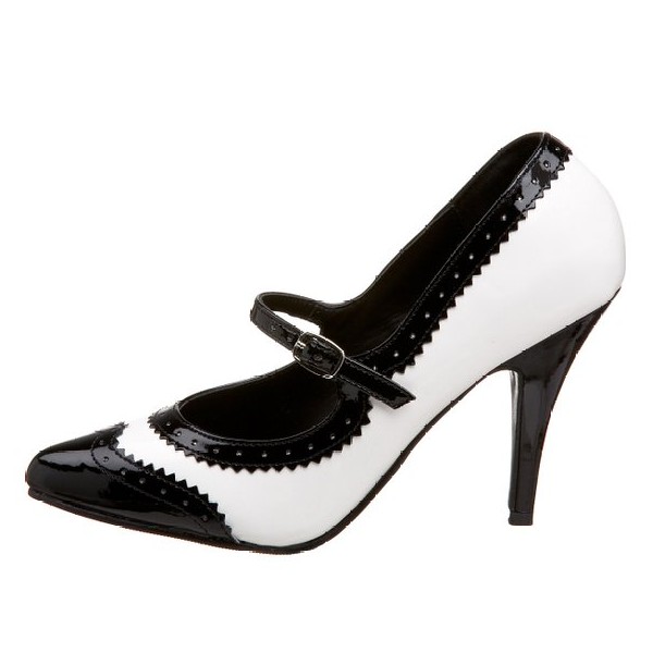 low heel black and white shoes