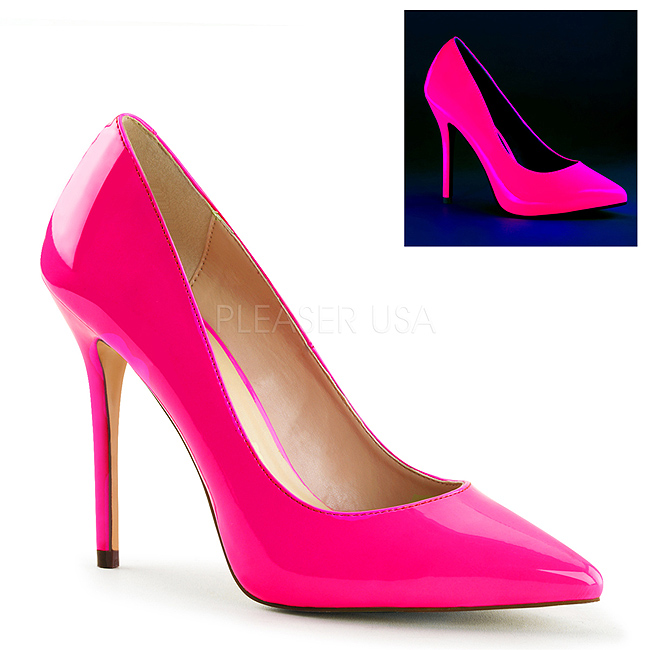 Fuchsia Neon 13 cm AMUSE 20 pointed toe stiletto pumps