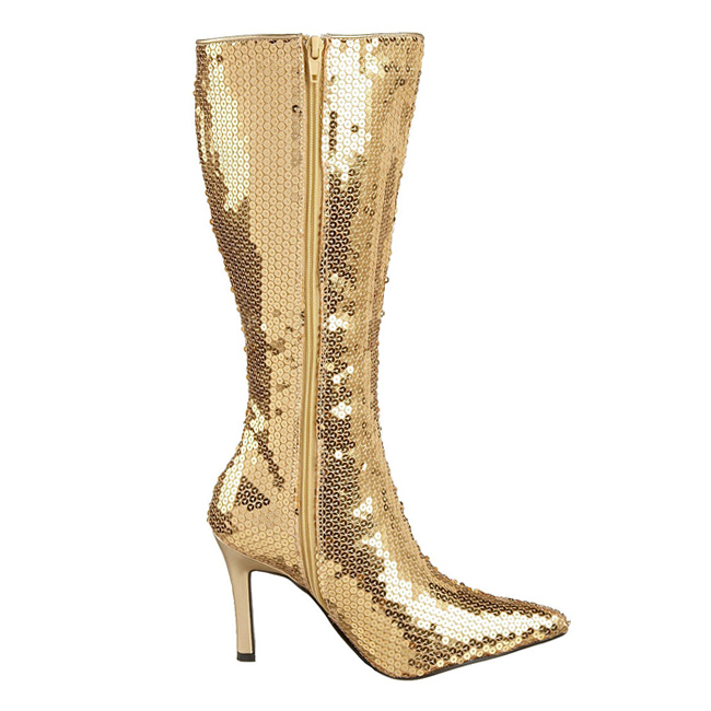 gold sequin stilettos