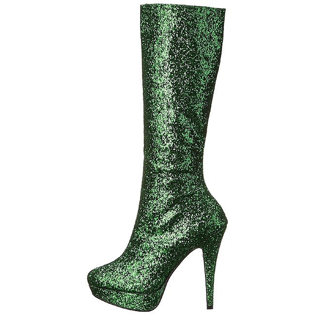 green glitter boots