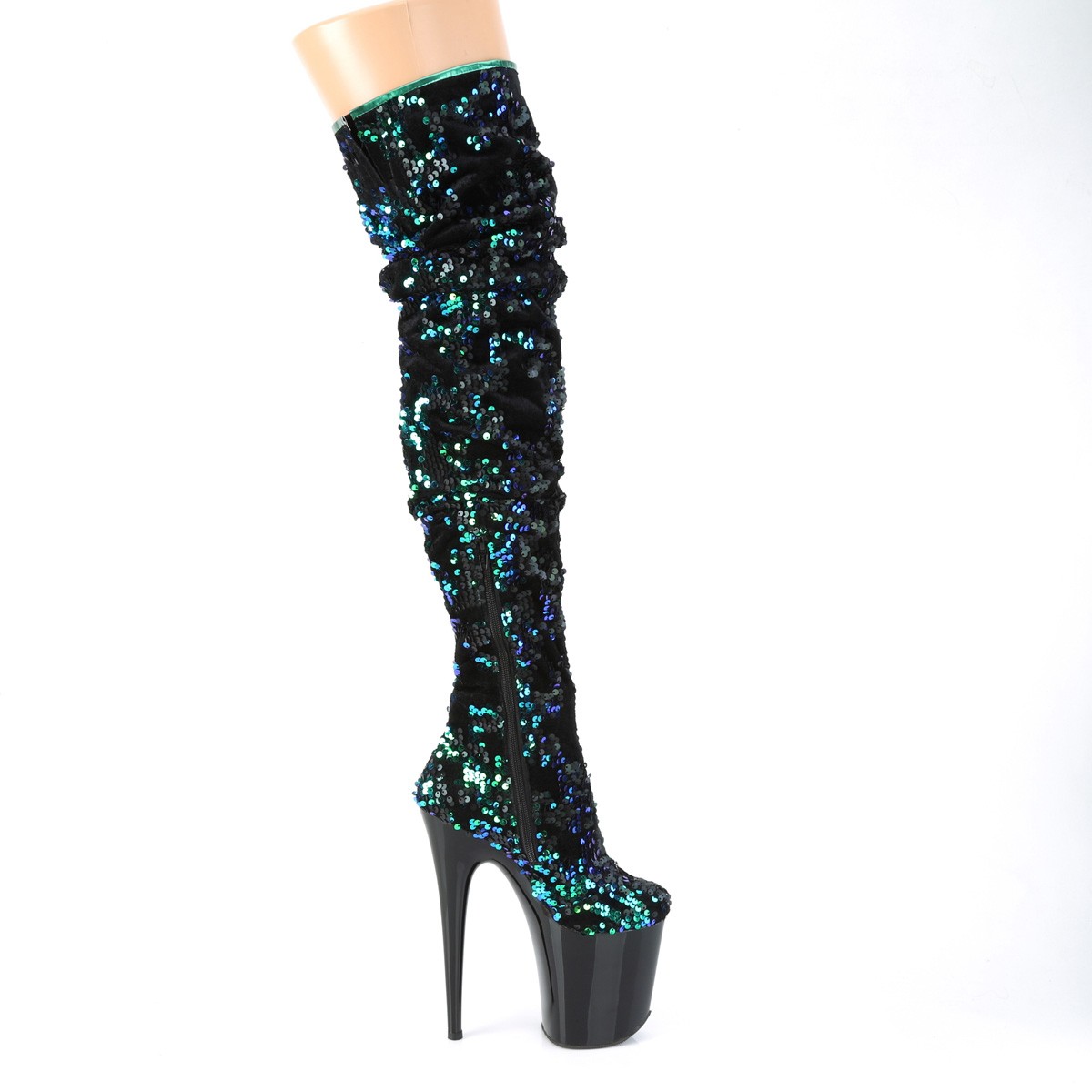 Groen Pailletten 20 cm FLAMINGO 3004 pole dance overknee Blauw Pailletten 20 cm FLAMINGO 3004 pole dance overknee