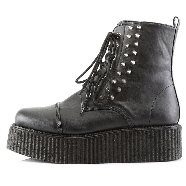 Leatherette Black CREEPER-573 Platform Mens Creepers Ankle Boots