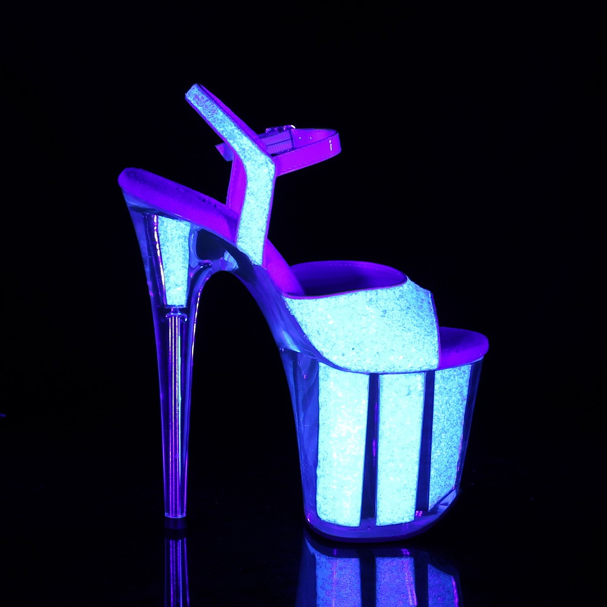 Pleaser Flashdance-709 Light Up Platform Heels - Black/Clear – Dolls Kill