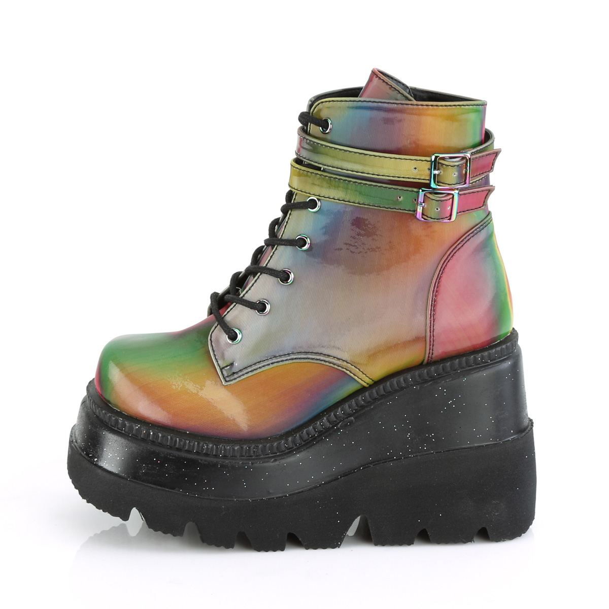 Neon rainbow 11,5 cm SHAKER-52 lolita ankle boots wedge platform