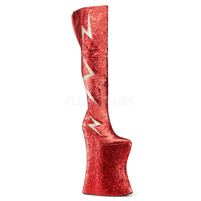 Fetish Schoenen DEVIOUS Goud Glitter 28 cm SPLASHY 3020 Overknee Laarzen Drag Queen