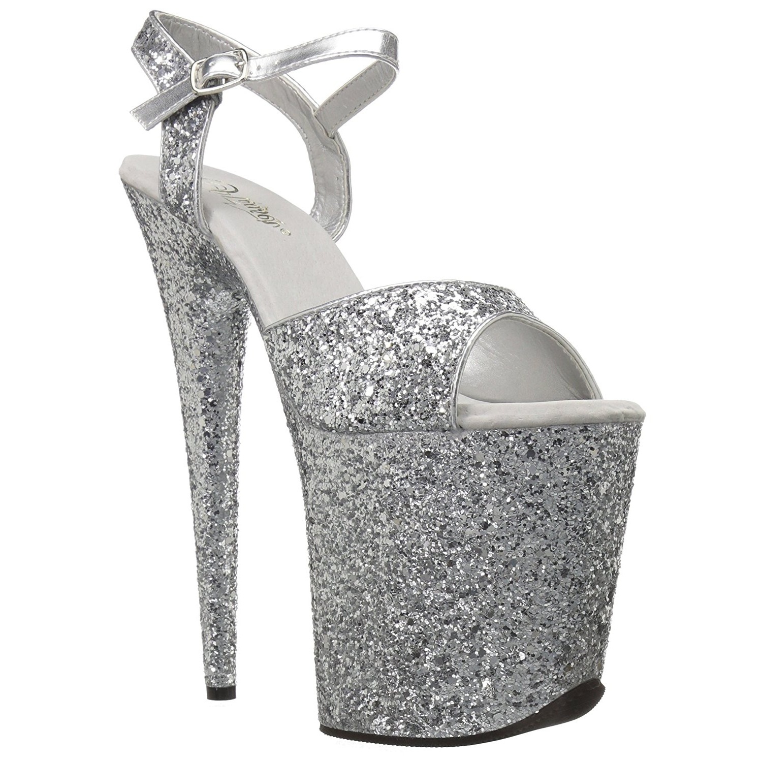 FLAMINGO-810LG  8 INCH SILVER GLITTER/SILVER GLITTER PLATFORM HEEL – The  Pole Room