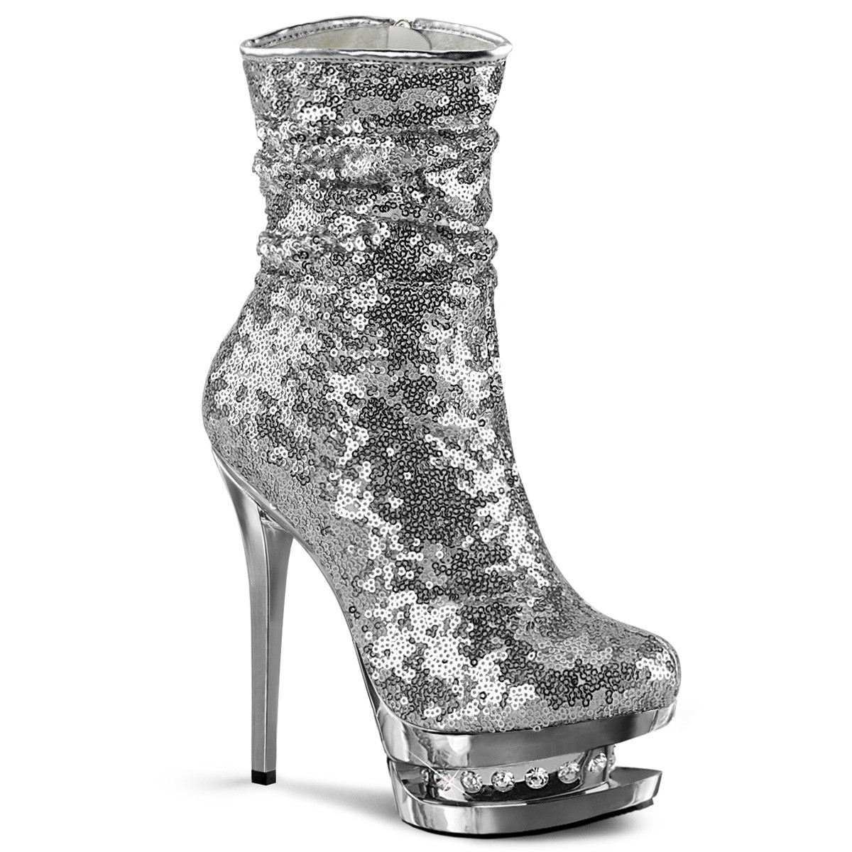 sequin silver boots