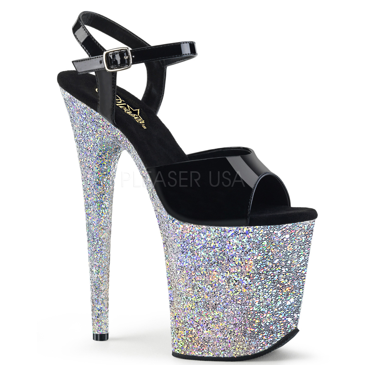 Silver glitter 20 cm Pleaser FLAMINGO 