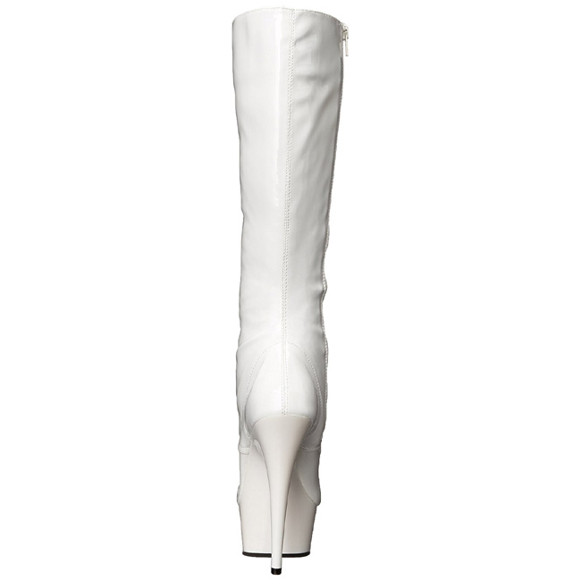 Shiny white boots on sale