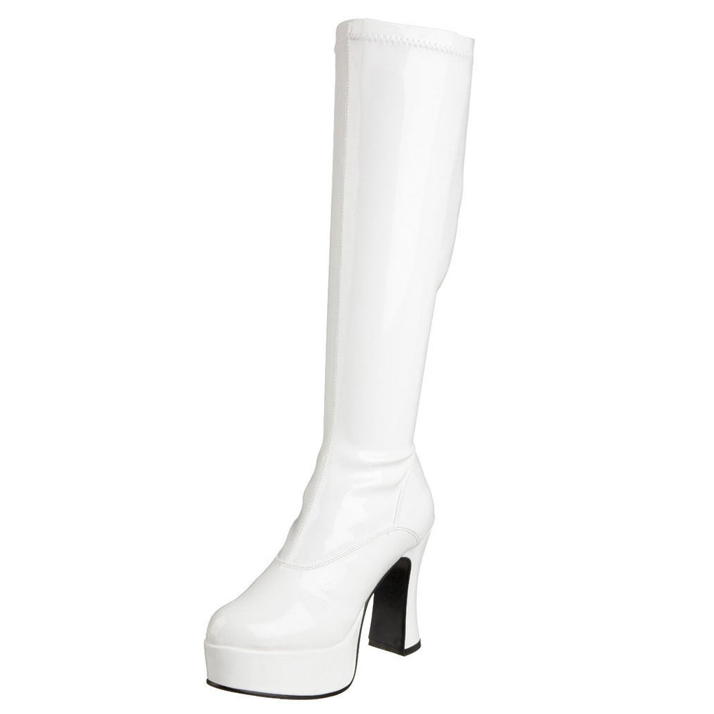 Middel single Kenmerkend Witte plateaulaarzen lakleer 13 cm - jaren 70 boots hippie kinky disco -  plateau laklaarzen