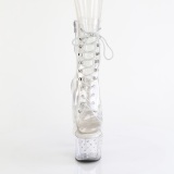 1021C-7 - 18 cm pleaser hoge hakken boots plateau strass doorzichtige