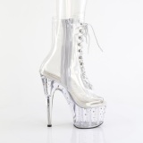 1021C-7 - 18 cm pleaser hoge hakken boots plateau strass doorzichtige