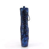 1040SPF - 18 cm pleaser hoge hakken boots plateau slangenpatroon blauwe