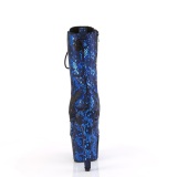 1040SPF - 18 cm pleaser hoge hakken boots plateau slangenpatroon blauwe