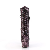 1040SPF - 18 cm pleaser hoge hakken boots plateau slangenpatroon roze