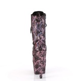 1040SPF - 18 cm pleaser hoge hakken boots plateau slangenpatroon roze