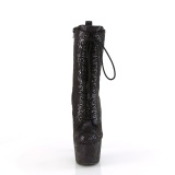 1040SPF - 18 cm pleaser hoge hakken boots plateau slangenpatroon zwarte