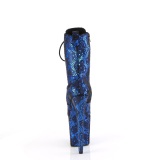 1040SPF - 20 cm pleaser high heels ankle boots snake pattern blue