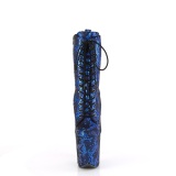 1040SPF - 20 cm pleaser hoge hakken boots plateau slangenpatroon blauwe