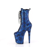 1040SPF - 20 cm pleaser hoge hakken boots plateau slangenpatroon blauwe