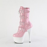 1046TT - 18 cm platform high heel boots patent rose