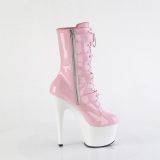 1046TT - 18 cm platform high heel boots patent rose