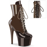 ADORE-1020DC - 18 cm platform high heel boots patent coffee