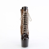 ADORE-1020DC - 18 cm platform high heel boots patent coffee