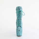 ADORE-1020GWR 18 cm pleaser hoge hakken boots plateau glitter turquoise