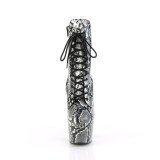 ADORE - 18 cm pleaser high heels ankle boots snake pattern black