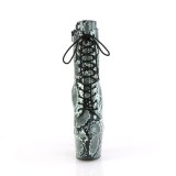 ADORE - 18 cm pleaser high heels ankle boots snake pattern green