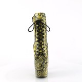 ADORE - 18 cm pleaser hoge hakken boots plateau slangenpatroon geel