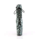 ADORE - 18 cm pleaser hoge hakken boots plateau slangenpatroon groene