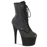 ADORE-RM 18 cm pleaser hoge hakken boots plateau strass zwart