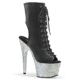 BEJ-1016-7 - 18 cm pleaser hoge hakken boots plateau strass zwart