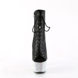 BEJ-1016-7 - 18 cm pleaser hoge hakken boots plateau strass zwart