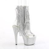BEJ-1017RSF-7 - 18 cm pleaser hoge hakken boots plateau strass doorzichtige
