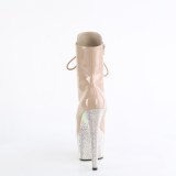 BEJ-1020-7 - 18 cm pleaser hoge hakken boots plateau strass beige