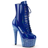 BEJ-1020-7 - 18 cm pleaser hoge hakken boots plateau strass blauw