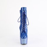 BEJ-1020-7 - 18 cm pleaser hoge hakken boots plateau strass blauw