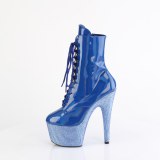 BEJ-1020-7 - 18 cm pleaser hoge hakken boots plateau strass blauw