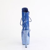 BEJ-1020-7 - 18 cm pleaser hoge hakken boots plateau strass blauw
