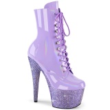 BEJ-1020-7 - 18 cm pleaser hoge hakken boots plateau strass lavendel