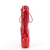 BEJ-1020-7 - 18 cm pleaser hoge hakken boots plateau strass rood